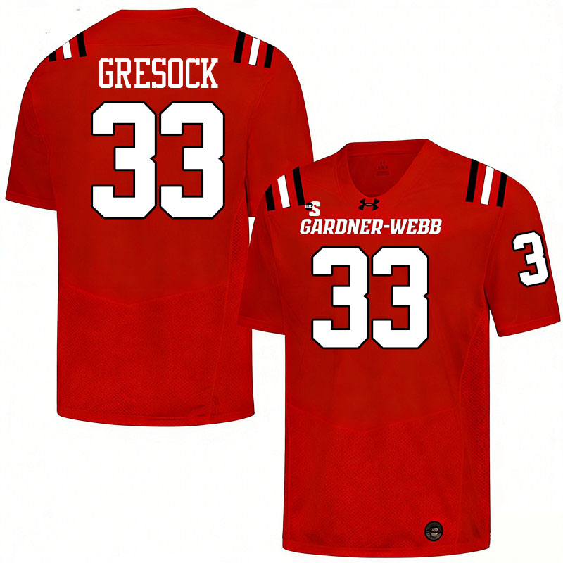 Gardner-Webb Runnin' Bulldogs #33 Carson Gresock College Football Jerseys,Uniforms-Red
